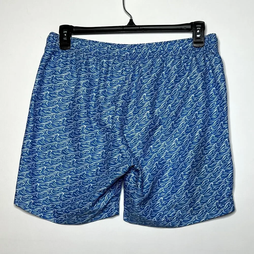 Con.Struct Tidal Wave Print Swim Shorts Blue White Mens Large Beach Pool Lake